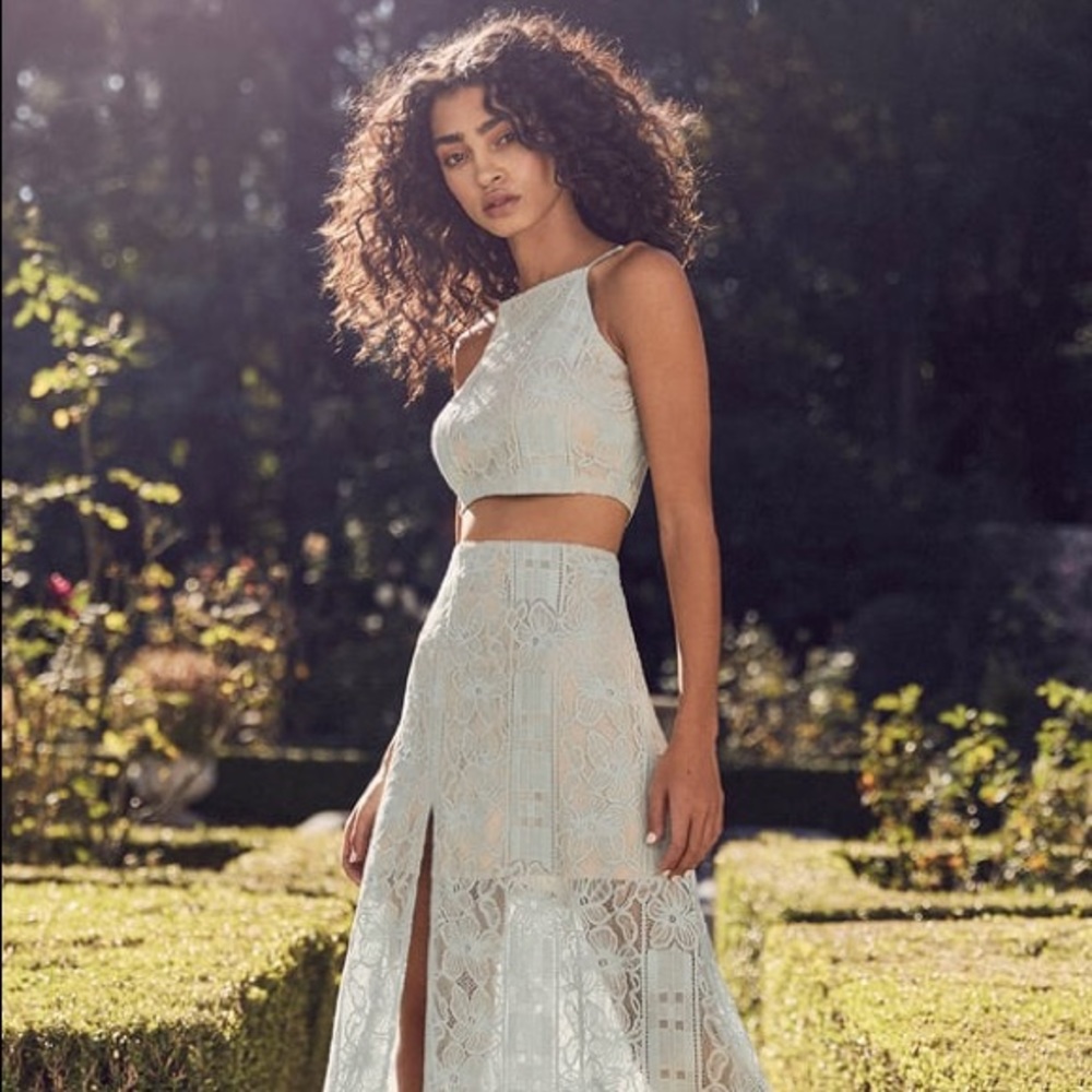 Beautiful Lace Two Piece Maxi Dress